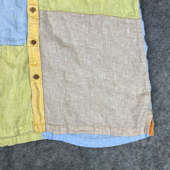 Territory‎ Ahead Shirt Mens XLT Multicolored Colorblock Linen Short Sleeve Patch - Picture 6 of 14